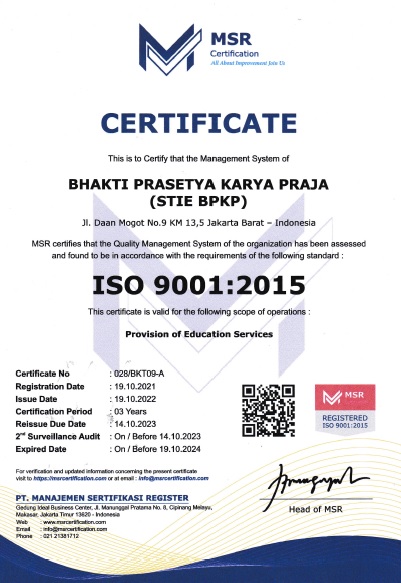 Implementasi Sistem Mutu ISO 9001 : 2015 STIE BPKP